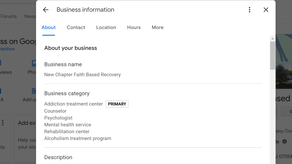 GMB Categories for Drug Rehab SEO services