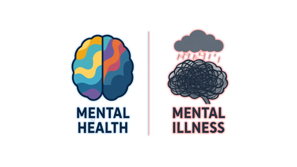 Mental Health and Mental Illness a Comparison Graphic