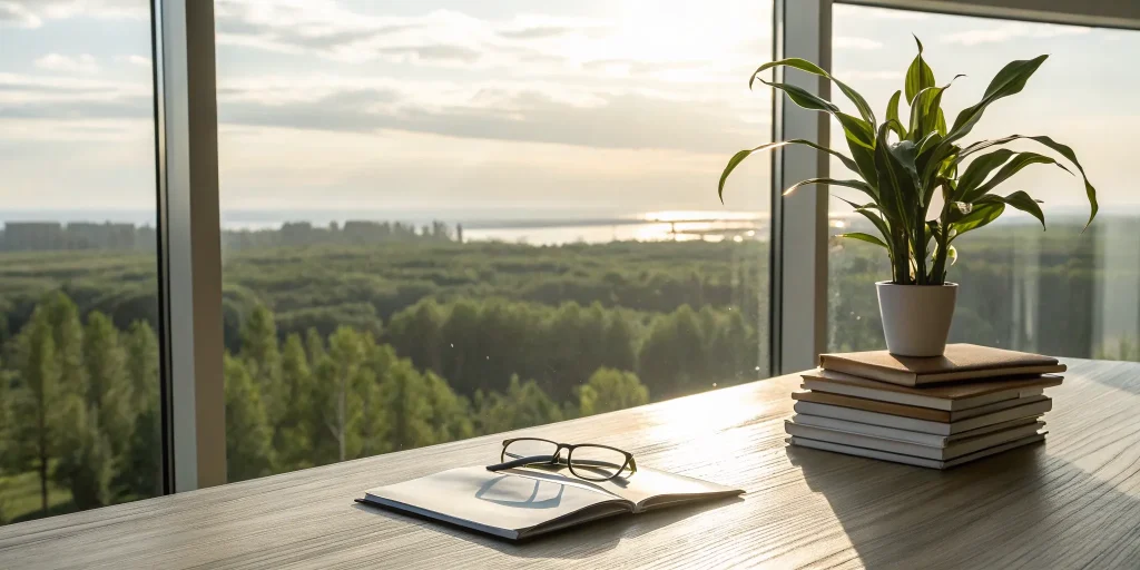 Mental health startup office workspace.