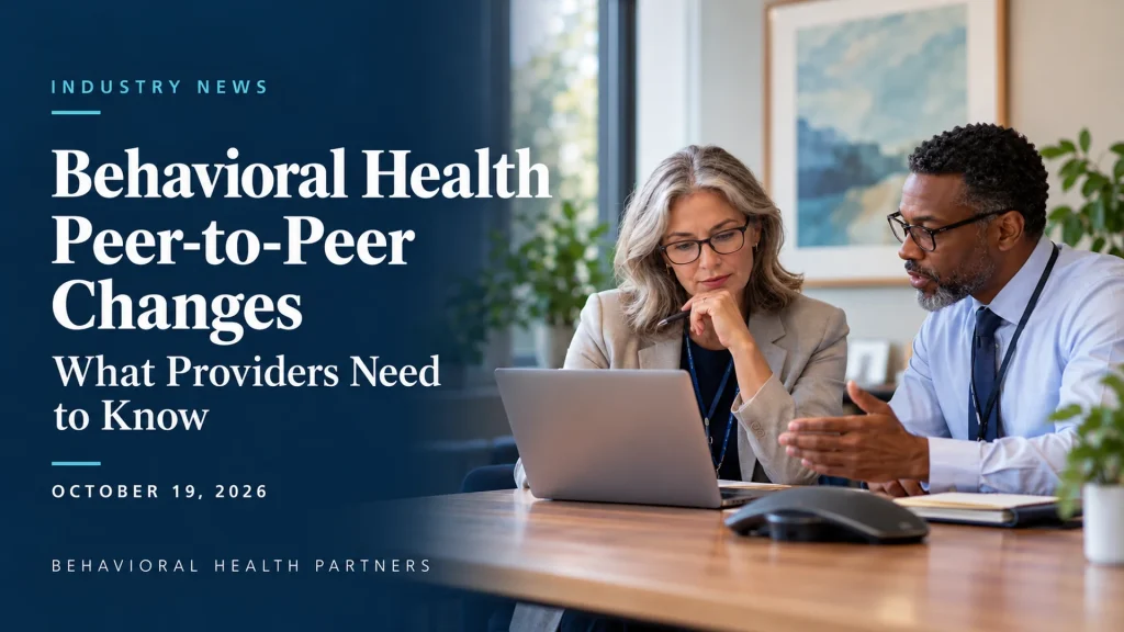 Behavioral Health Peer-to-Peer Reviews Change October 19 for Four Health Plans